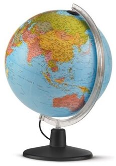 Kangaro Wereldbol Globe met verlichting - blauw - 30 cm - Topografie/aardrijkskunde - kunststof