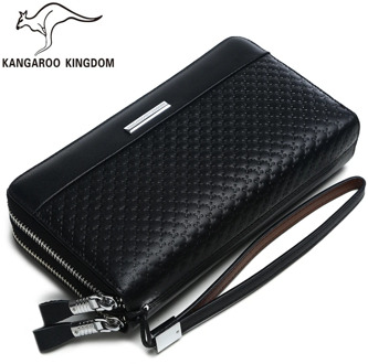 Kangaroo Kingdom Men Clutch Bags Genuine Leather Brand Handbag Double Zipper Large Capacity Hand Bag for Man