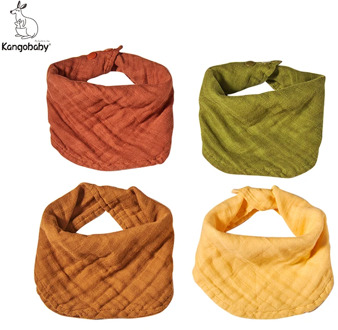 Kangobaby 4pcs Muslin Burp Cloths Sets Most Fashion Colorful Solid Color Baby Infinity Scarf Bibs