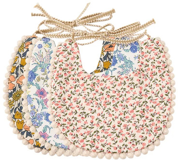 Kangobaby #My Soft Life# Retro Fashion Lace Edge 3pcs Set Hemp Cotton Bib