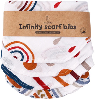 Kangobaby #Rainbow Paradise# Muslin Bib Scarf Baby Infinity Bibs Fashion Chic 100% Organic Cotton 4 pcs Pack
