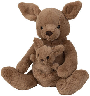 Kangoeroe met baby knuffel van zachte pluche - 38 cm