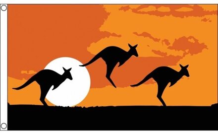 Kangoeroe thema Australie vlag 90 x 150 cm Multi