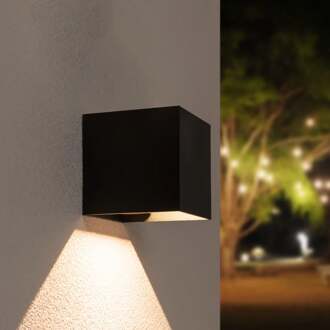 Kansas Solar LED wandlamp XL - Kubus downlight - Incl. Bewegingssensor en schemerschakelaar - 3000K warm wit - IP54 waterdicht - Monocrystal - Zwart