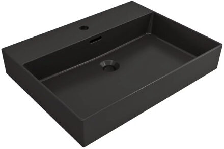 Kansas wastafel zonder kraangat met overloop 60x46.6cm matzwart 271074