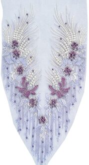 Kant Applique 3D Kralen Geborduurde Bloemen Rhinestone Trim Patches Grote Diy Hals Lijfje Wedding Bridal Prom Dress licht paars