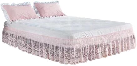 Kant Bed Rok Met Ruches Decoratie Wasbare Zachte Microfiber Dust-Proof Protector Slaapkamer Accessoire 120x200 38cm / Roze