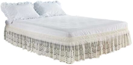 Kant Bed Rok Met Ruches Decoratie Wasbare Zachte Microfiber Dust-Proof Protector Slaapkamer Accessoire 150x200 38cm / geel