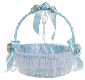 Kant Bloem Meisje Mand Decoratieve Bloem Mand Voor Westerse Stijl Huwelijksceremonie Party Decoratie Emmers Blauw