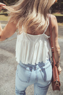 Kant Camisole Top - maat L Wit