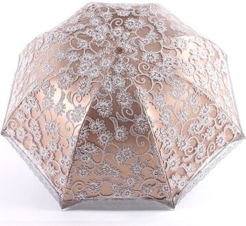 Kant Dame Nobele Twee Vouw Zonnescherm Kant Terug Lijm Mooie Prachtige Zonnebrandcrème Anti Hoge Sunny Paraplu Grijs