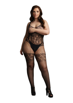 Kant en Visnet Bodystocking - Plus Size