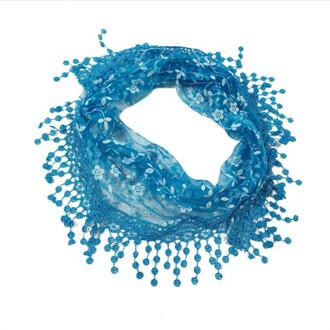 Kant Kwastje Bloemenprint Vrouwen Sjaals Sjaal Solid Herfst Winter Sjaal voor Vrouwen Dames shawl Sjaal # YL5 blauw