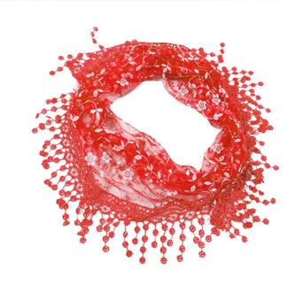 Kant Kwastje Bloemenprint Vrouwen Sjaals Sjaal Solid Herfst Winter Sjaal voor Vrouwen Dames shawl Sjaal # YL5 rood
