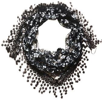 Kant Kwastje Bloemenprint Vrouwen Sjaals Sjaal Solid Herfst Winter Sjaal voor Vrouwen Dames shawl Sjaal # YL5 zwart