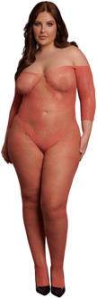 Kant Lange Mouwen Bodystocking - Koningin Maat
