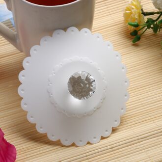 Kant Siliconen Transparante Diamant Cup Deksel Thermische Isolatie Cup Cover Bloem Patroon Cup Deksels Stofdicht Silicone Mok Cover