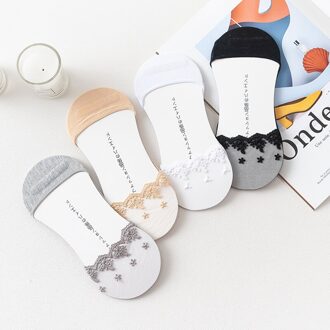 Kant sokken transparante siliconen onzichtbare bas no show korte zomer luxe vrouw katoen modis casual jurk cool 4 paar 5