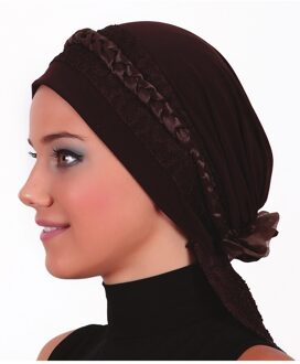 Kant Twist Knoop Motorkap Hijab Vrouwen KAHVERENGİ