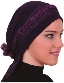 Kant Twist Knoop Motorkap Hijab Vrouwen paars