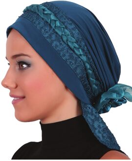 Kant Twist Knoop Motorkap Hijab Vrouwen PETROL