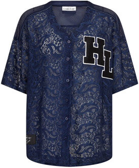 Kanten baseball blouse Court  donkerblauw