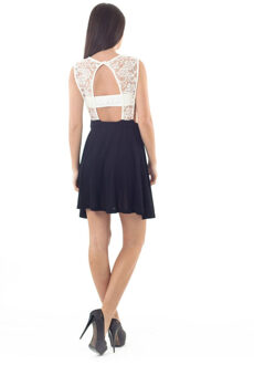 Kanten Detail Jurk Ecru