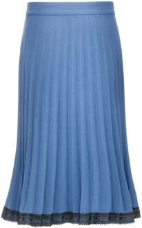 Kanten geplooide rok Blauw - S