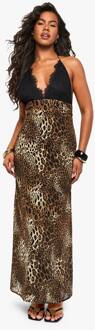 Kanten Luipaardprint Maxi-Jurk Met Bandjes, Leopard - 36