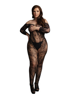 Kanten Mouwen Bodystocking - Plus Size