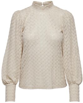 Kanten Top met Lange Mouwen voor Dames Jacqueline de Yong , Beige , Dames - S