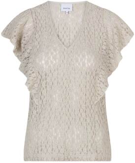 Kanten top met ruches Viev  beige - XS,S,M,L,XL,