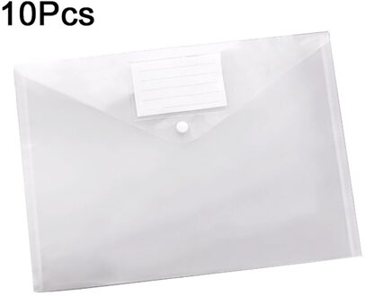 Kantoor A4 Bestand Zak Transparante Plastic Knop Sluiting Map Indienen Briefpapier Pocket Office School Items Papier Notebook Ticket 10stk