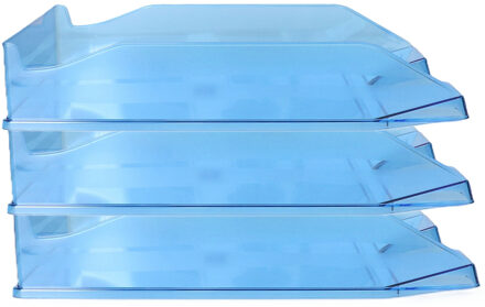 Kantoor Brievenbakjes - 10x - A4 formaat - kunststof - Blauw - Stapelbaar - Documenten bakjes