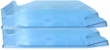 Kantoor Brievenbakjes - 2x - A4 formaat - kunststof - Blauw - Stapelbaar - Documenten bakjes