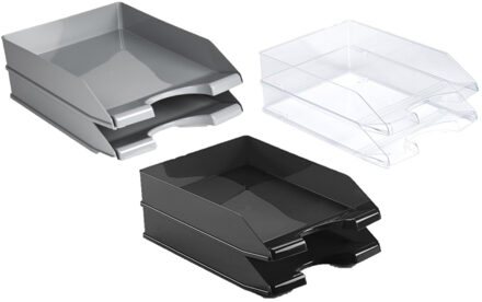 Kantoor brievenbakjes set van 8x stuks A4 formaat - 4x zwart, 2x wit en 2x grijs - Kantoorartikelen postbakjes