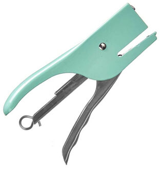 Kantoor nietmachine/niettang - metaal - 14 cm - mintgroen - thuis/werk - voor nietjes nr10