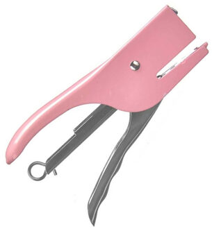 Kantoor nietmachine/niettang - metaal - 14 cm - roze - thuis/werk - voor nietjes nr10