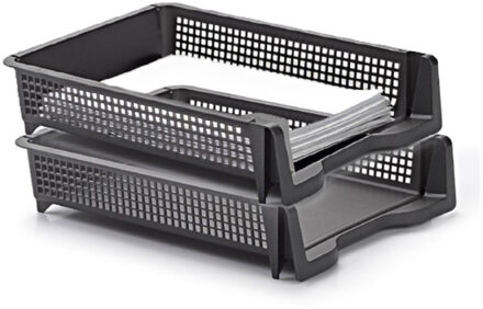 Kantoor postbakjes - 3x - A4 formaat - Antraciet - Stapelbaar brievenbakjes - Kantoorartikelen