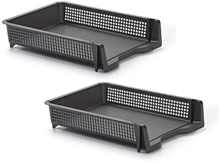 Kantoor postbakjes - 4x - A4 formaat - Antraciet - Stapelbaar brievenbakjes - Kantoorartikelen