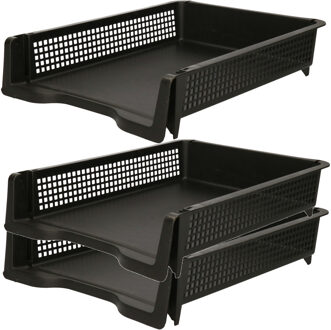 Kantoor postbakjes - 6x - A4 formaat - Zwart - Stapelbaar brievenbakjes - Kantoorartikelen