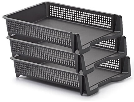 Kantoor postbakjes - Pakket van 10x stuks - A4 formaat - Antraciet - Stapelbaar brievenbakjes - Kant