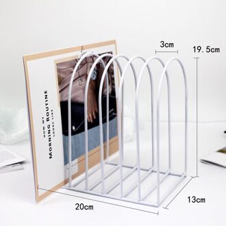 Kantoor Tijdschrift Rekken Nordic Arc eenvoudige smeedijzeren desktop storage rack plank bestand Boekensteun rack Briefpapier Organizer Hold wit S