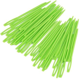 Kaobuy 100Pcs Gemengde Kleur 7Cm Plastic Breinaalden Haaknaalden Wol Garen Naald Kinderen Diy Trui Weven Gereedschappen groen