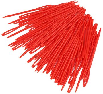 Kaobuy 100Pcs Gemengde Kleur 7Cm Plastic Breinaalden Haaknaalden Wol Garen Naald Kinderen Diy Trui Weven Gereedschappen rood