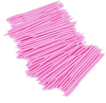 Kaobuy 100Pcs Gemengde Kleur 7Cm Plastic Breinaalden Haaknaalden Wol Garen Naald Kinderen Diy Trui Weven Gereedschappen roze