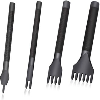 Kaobuy 4 Stks/set Lederen Craft Tool Set Rvs Gat Beitel Graving Stiksels Punch Gereedschap Kit 4 Grootte Voor Kiezen