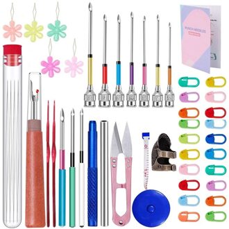 Kaobuy 43 Pcs Stiksels Punch Naald Punch Naald Borduren Kit Met Borduurwerk Gereedschap Kits Voor Diy Naaien Cross Stiksels