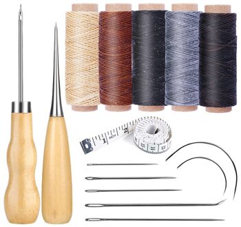 Kaobuy Lederen Naaien Kit Met Grote-Eye Stiksels Naalden, Gewaxt Draad, priem Lederen Naaien Gereedschap Voor Diy Leather Craft