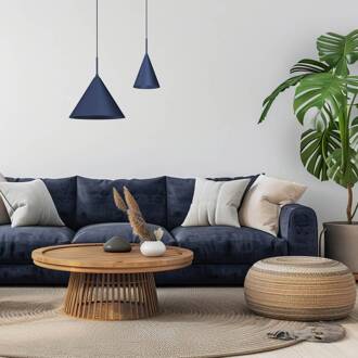 Kapitale hanglamp, blauw, 1-lamp, Ø 32 cm, GX53 blauw, zwart